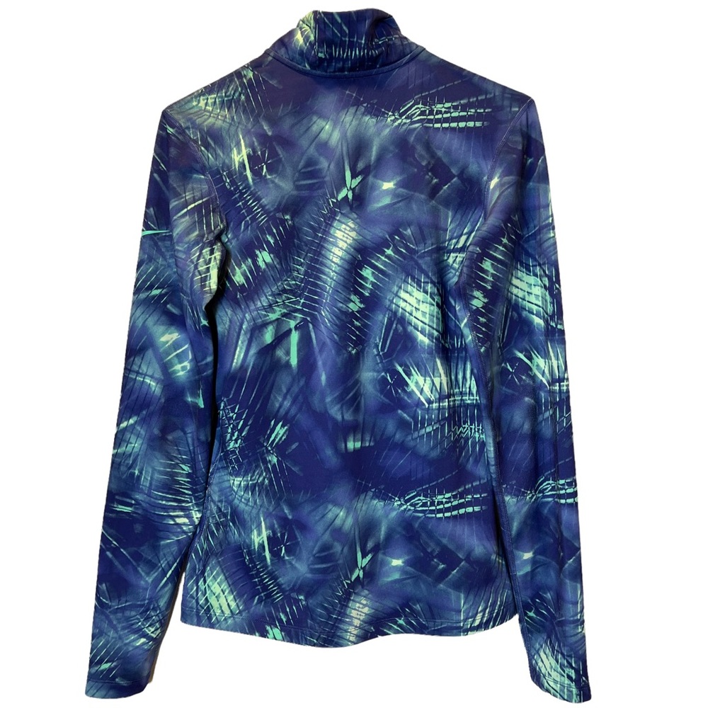 NIKE Pro Women Jacket Quarter Zip Dri-Fit Medium Blue Green Active Thumb Strap - Picture 2 of 9